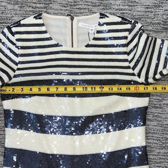 NWT VERONICA BEARD EVAN SEQUIN STRIPE TEE SHIRT DRESS Size 2 - Picture 11 of 16